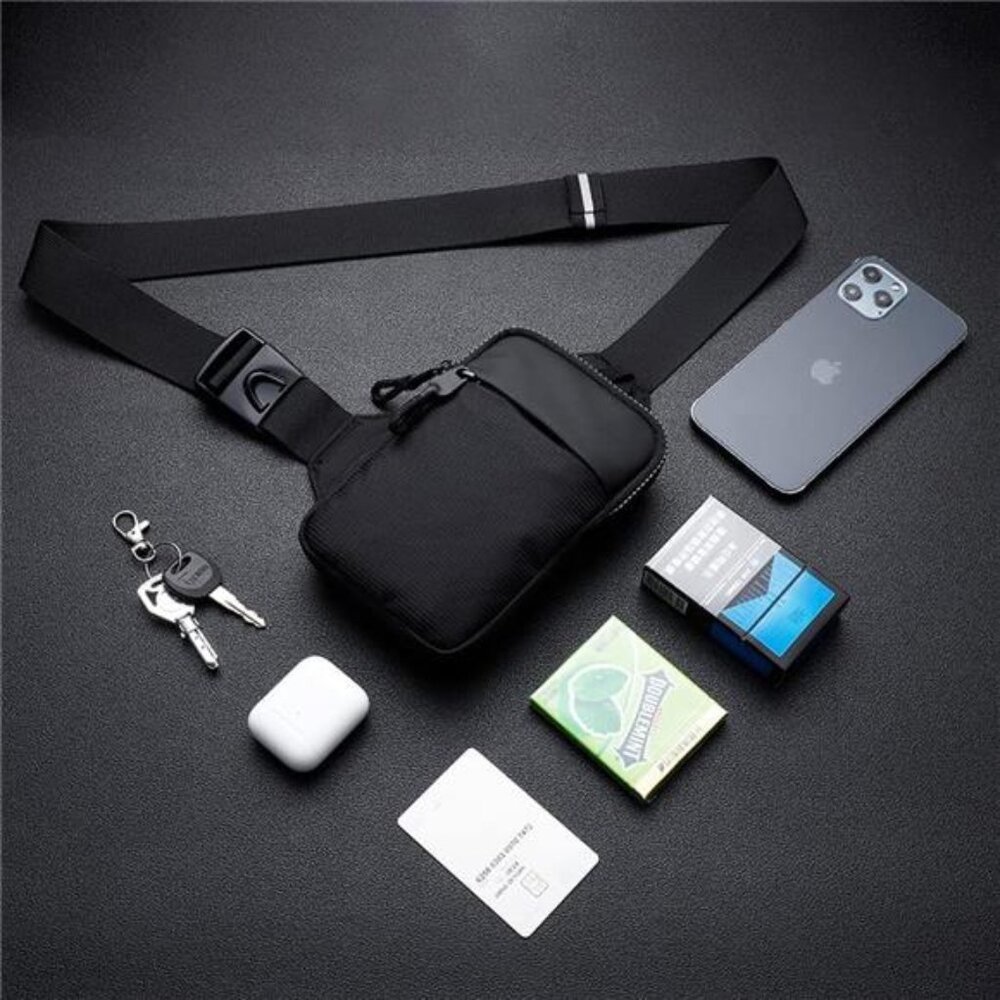 Mini Crossbody Sling Bag Chest Bag Dual Pocket Water Resistant Fanny - Picture 2 of 14